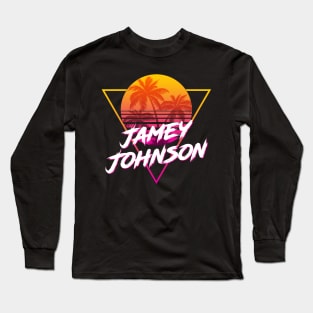 Jamey Johnson - Proud Name Retro 80s Sunset Aesthetic Design Long Sleeve T-Shirt